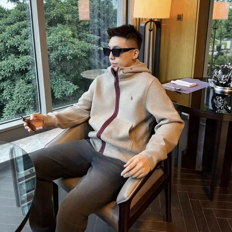 秋季新款潮流高品质男士休闲百搭时尚设计感图案刺绣连帽拉链卫衣|undefined