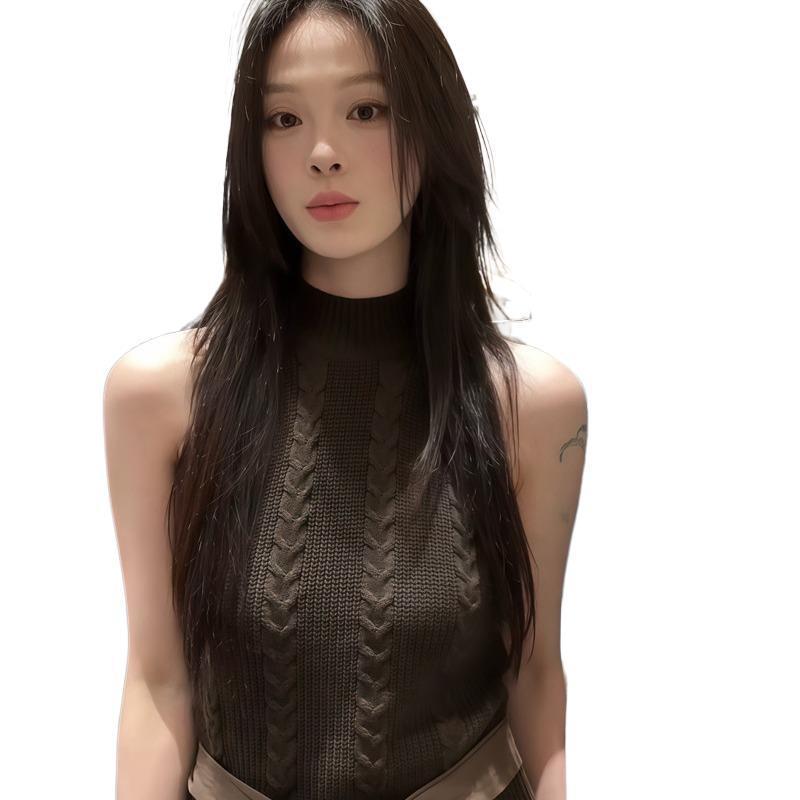 2025巨美法式复古辣妹风针织背心女秋季短款修身纯欲无袖吊带上衣|undefined
