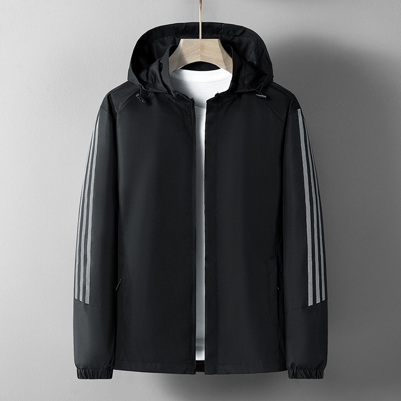 M - 8XL chaqueta deportiva de marca de moda masculina suelta con capuzas de tamaño grande americano de tres rayas chaqueta corta de primavera y otoño image 7