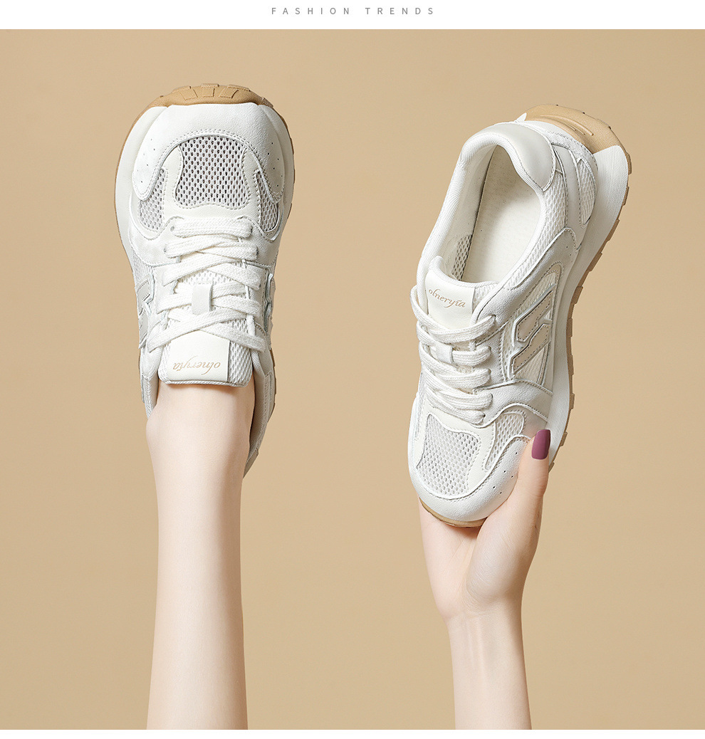 Giày sneaker nữ lưới thoáng khí phong cách cổ điển đế mềm đa năng — 6106 Xám tím, 6106 Màu be chi tiết 8