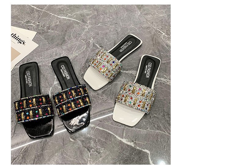 Sommer neue voller Diamant flache Unterseite Hausschuhe modische Sandalen Frauen, Outdoor-Strandschuhe für Frauen_voghion.com