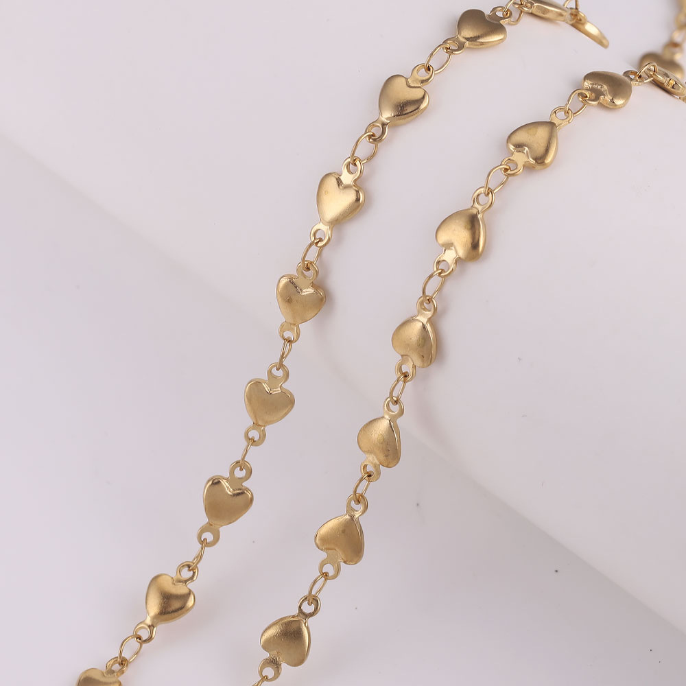 Cadena de vacío de acero inoxidable Golden Peach corazón cruz marco cadena estrella de cinco puntas cadena hecha a mano DIY collar accesorios de la joyería