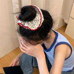 森系砕花格子大腸髪輪女性感仙美小清新頭飾り団子髪飾りひも
