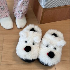 情侣卡通棉拖鞋女冬季家用保暖毛拖鞋冬天男外穿防滑居家毛绒拖鞋
