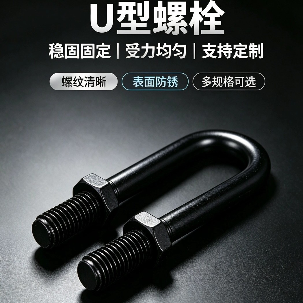 镀锌u型螺栓4.8级u型丝q235碳钢不锈钢u型卡箍管道固定u型管卡螺