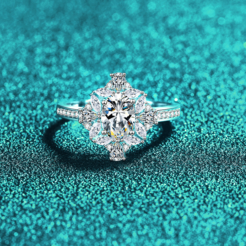 Xindeyi S925 Sterling Silver Moissanite Ring Women's High-End Engagement Ring Gorgeous and Exquisite Holiday Gift