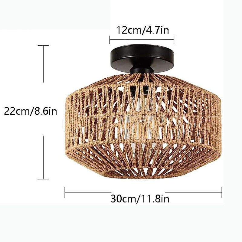 Lámpara de techo tejida a mano con cuerda de cáñamo de imitación estadounidense