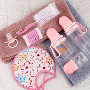 Foreign trade maternal and child with handle anti-flatulence feeding bottle children feeding bottle baby seven-piece set suit feeding bottle wholesale newborn
