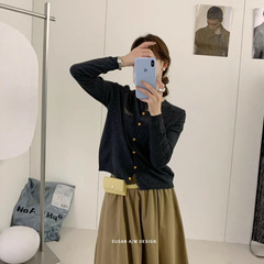 苏珊 韩系针织开衫2025早秋季新款字母刺绣羊毛外套毛衣女装26723