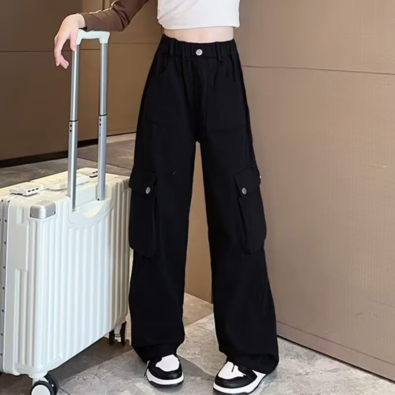 女童春秋裤子批发儿童直筒阔腿裤中大童嘻哈街舞潮酷穿搭工装裤子|undefined