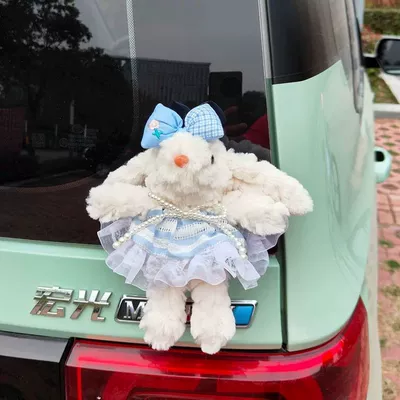 doll pendant, Car hanging - blue-dress-lop-eared-rabbit-car-tail-plush-toy-with-snap-on-clip-no-specifications