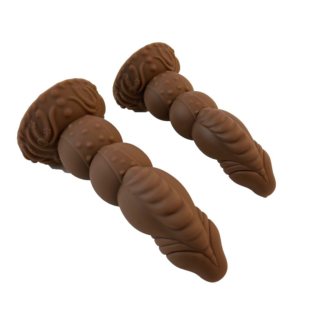 Huanlong Silicone Anal Plug, Large Special-Shaped Soft Vaginal Plug in Coffee Brown — detail image 8