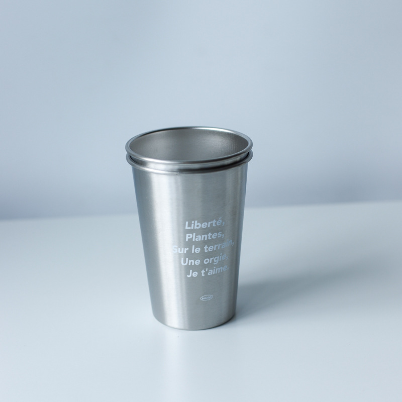 Corea del Sur ins estilo simple 304 taza de acero inoxidable al aire libre camping apilable taza de café industrial estilo pareja taza