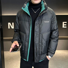 羽绒服男士冬季2024年新款男装潮牌青年短款时尚冬装加厚立领外套