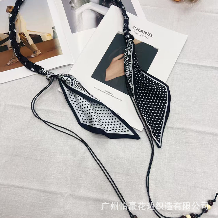 腰带饰品丝巾尼龙蜡绳手工手工编织卡其棕色黑色碎花复古休闲风|undefined