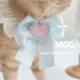 MOG Pearl Bow Pet Cream Bib Bow Tie Adjustment Cat Small Dog Photo