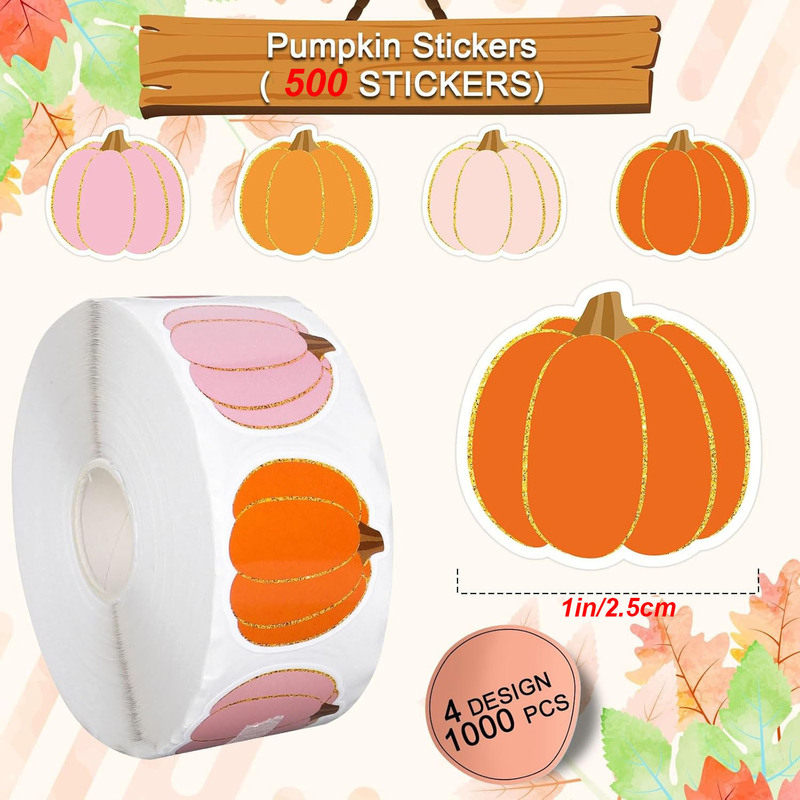 500 ステッカー/ロールハッピーハロウィン子供のおもちゃありがとう装飾ステッカーラベル|undefined