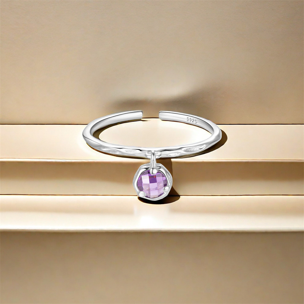 5g Weight Zircon Inlay Material Open Rings Classification Adjustable Ring Size 1 Piece Quantity Holiday, Daily Occasion 925 Sterling Silver Material Geometric Pattern Women's Gender Plating, Inlay Design Sweet Style 925 Sterling Silver Zircon Geometric Open Rings 18