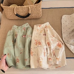 韩国新品春季儿童棉衬衫男女童卡通印花立领长袖衬衫儿童涂鸦上衣