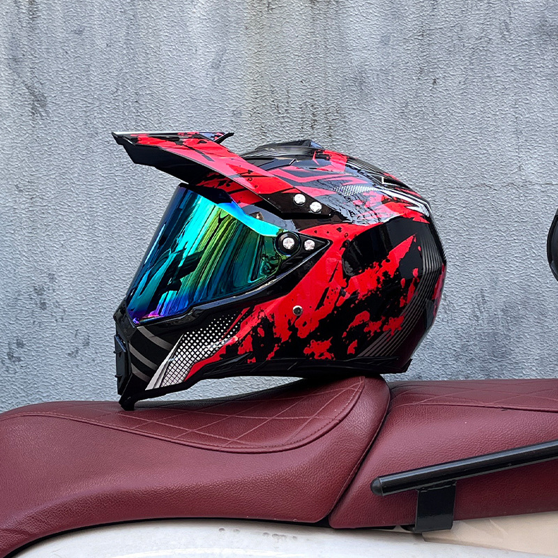 Casco de campo traviesa Casco de carreras de motos Casco de carretera Casco de doble propósito para hombres y mujeres Casco de tracción de cuatro estaciones Casco completo Orz