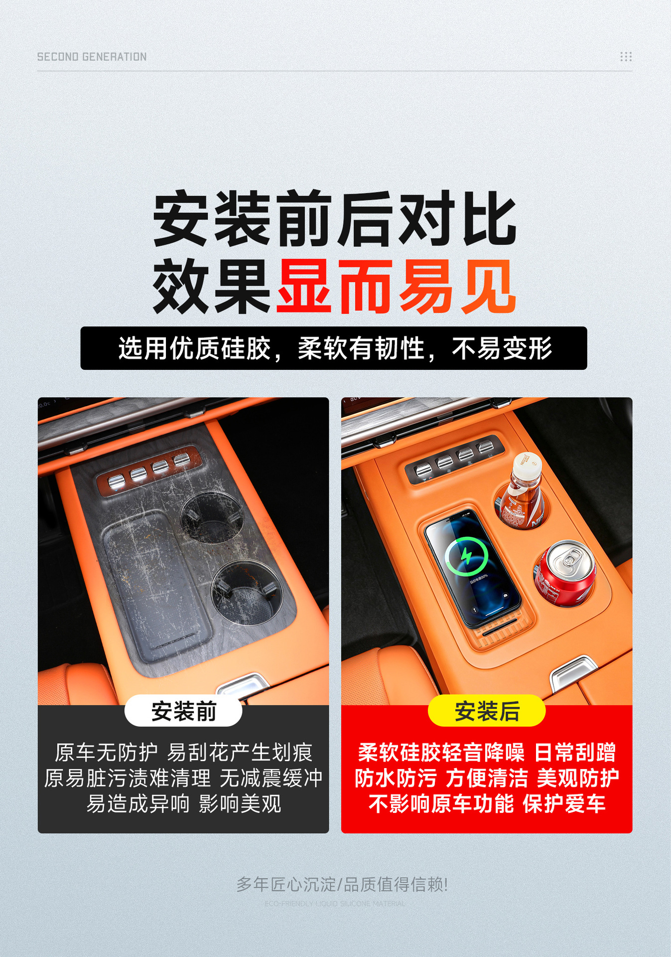 Great Wall H10 central console silicone mat storage box full-cover wireless charging protective case anti-slip mat car interior accessories collection