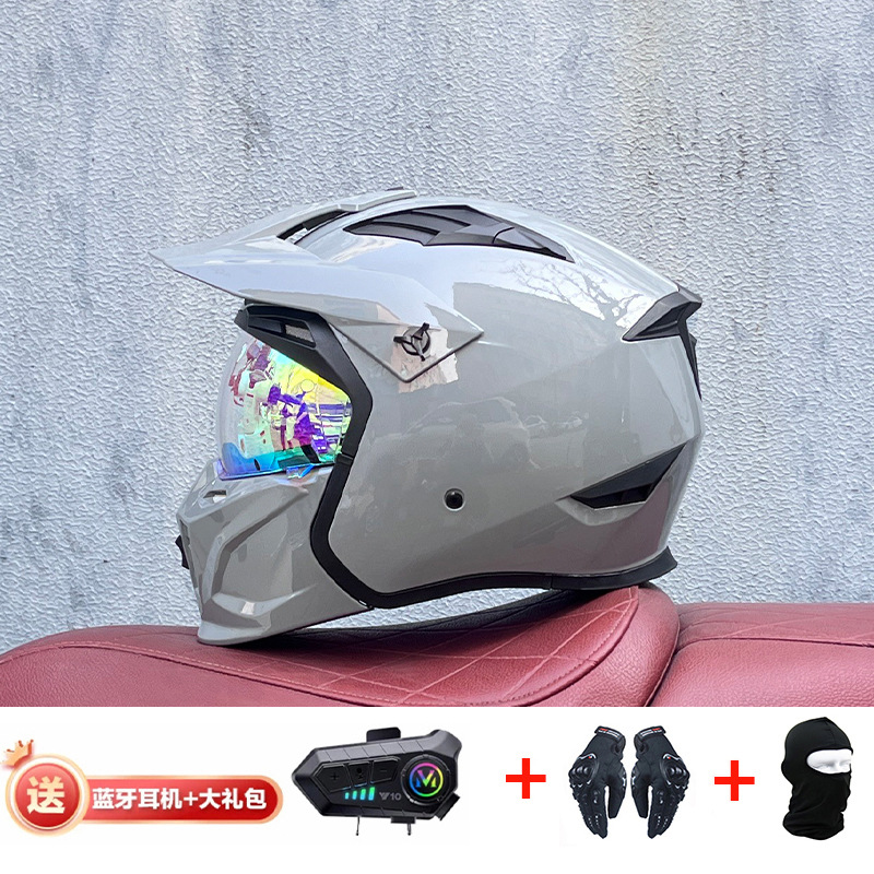 La motocicleta Orz Street Fighter se puede instalar con un casco Bluetooth para hombres y mujeres, un casco completo, una locomotora de cuatro estaciones, un casco combinado 3C extraíble retro