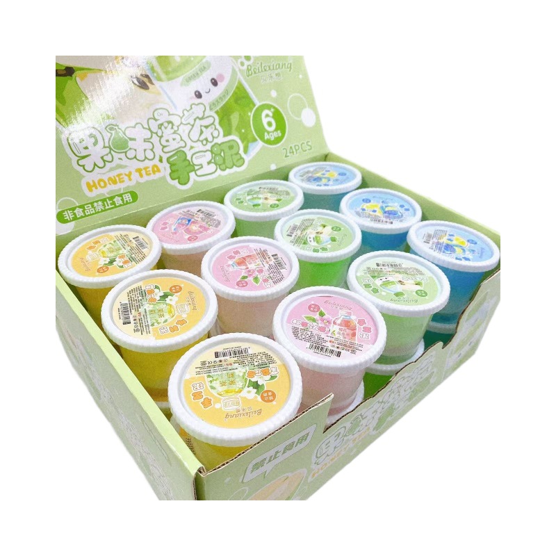 Nuevo plástico espumoso creativo botella redonda de barro de cristal Slime caja de color degradado de dos colores descomprime juguetes al por mayor