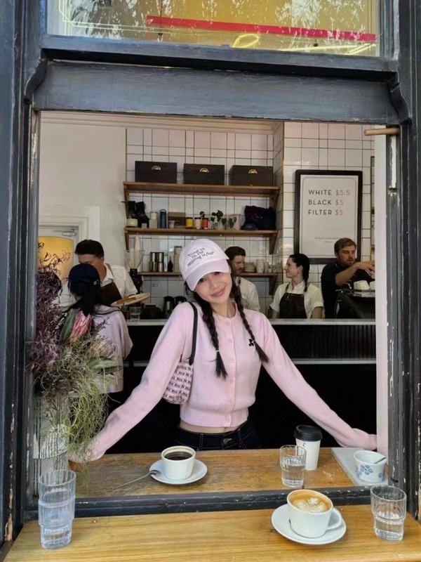 restandrecreation韩国潮牌针织衫短款修身RR刺绣开衫长袖毛衣女|undefined