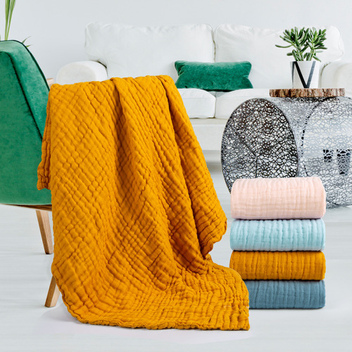 Candy color children's quilt 110*110CM cotton gauze six layers of gauze separate mesh bag baby blanket