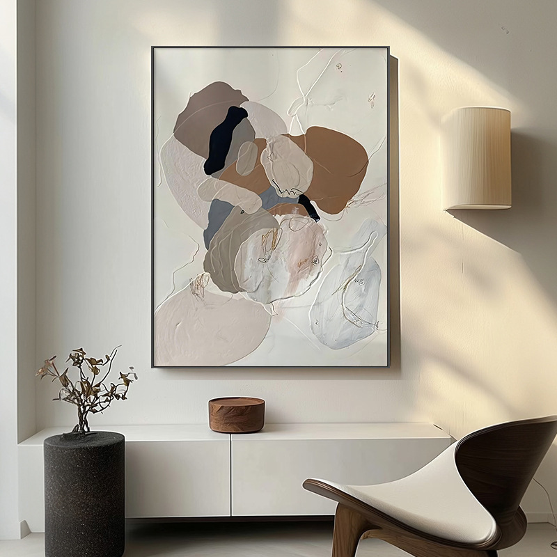 抽象的なカラーブロックリビングルーム装飾絵画モダンなミニマリストソファ背景壁大芬村吊り絵画ハイエンド玄関絵画|undefined