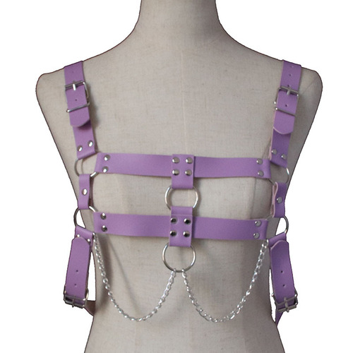 Manufacturer sells European and American PU quality punk wide men's belt restraints chain ring suspenders accessories straps