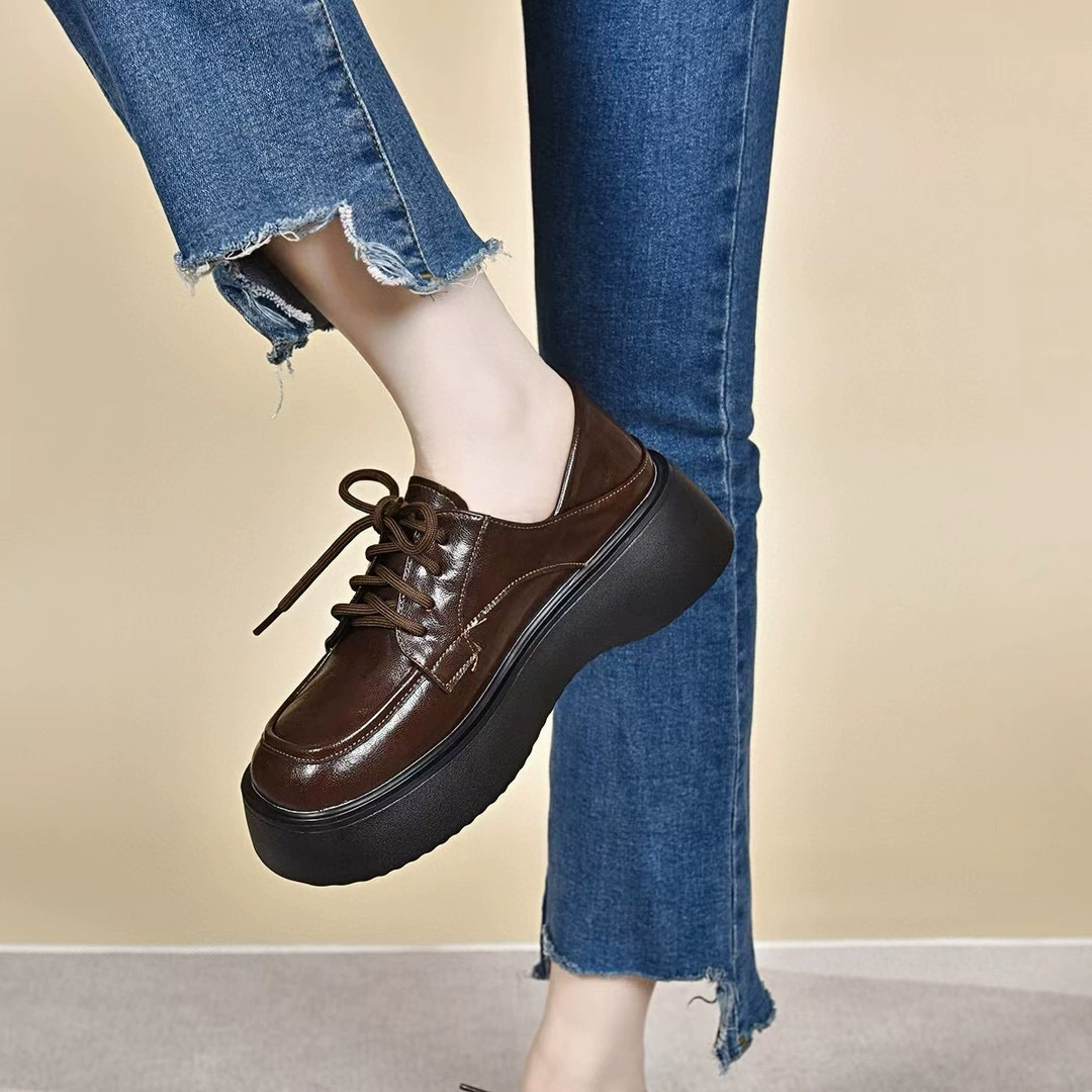 Demi-season footwear platform, shoes, loafers for leather shoes, Korean style