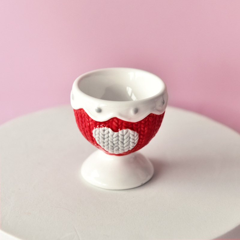 Desayuno de cerámica de estilo europeo taza de huevo mesa de comedor huevo estante titular Copa huevo al vapor estante titular