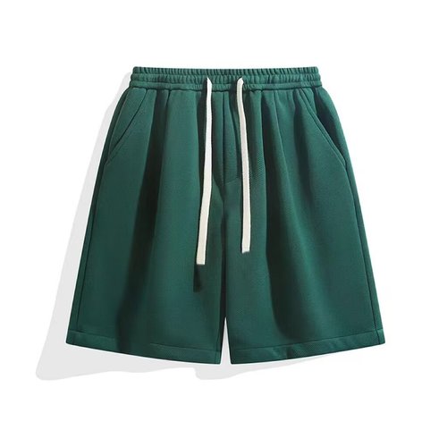 Heavy-duty American-style solid color casual summer shorts for men, casual sports pants, 5-inch drawstring loose 5-inch pants