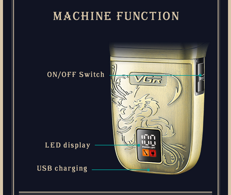 Retro Electric Shaver Vgr349 Cordless Reciprocating Razor For Men_voghion.com