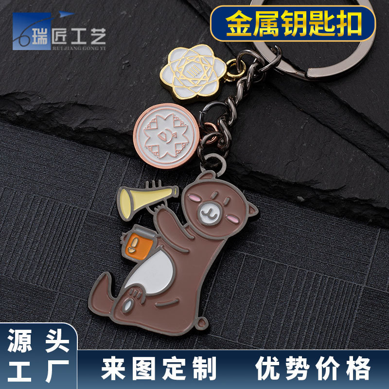 Metal Keychain Customized Creative Painted Enamel Key Pendant Cultural and Creative Animation Commemorative Gift Key Chain Customized