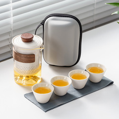 高級旅行茶器セット携帯式パーマ防止手掴みガラスティーポット