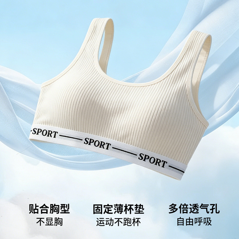 Teenage Fixed-Cup Girls' Underwear for 12-16-Year-Old Middle School Students in Their Developmental Period, Young Girl Bras, Student Girls' Vests