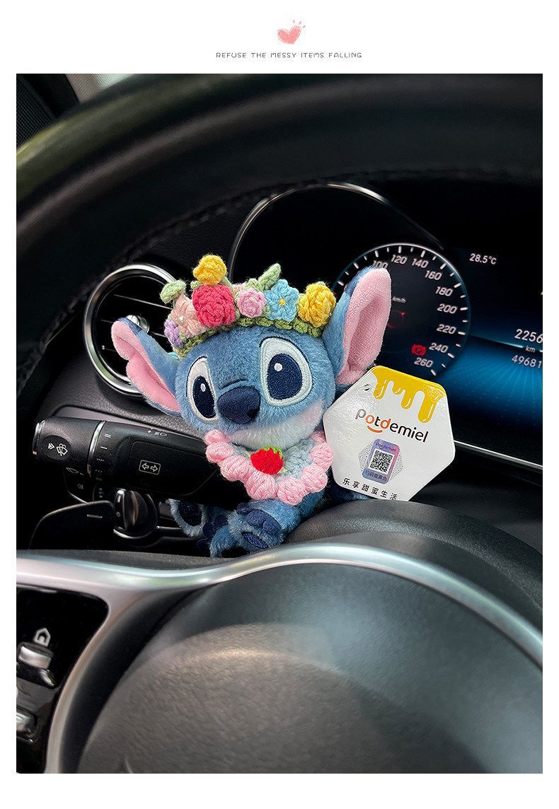 Cute Stitch Car Dashboard Decoration Plush Toy Wiper Steering Light Car Interior Accessories for Women