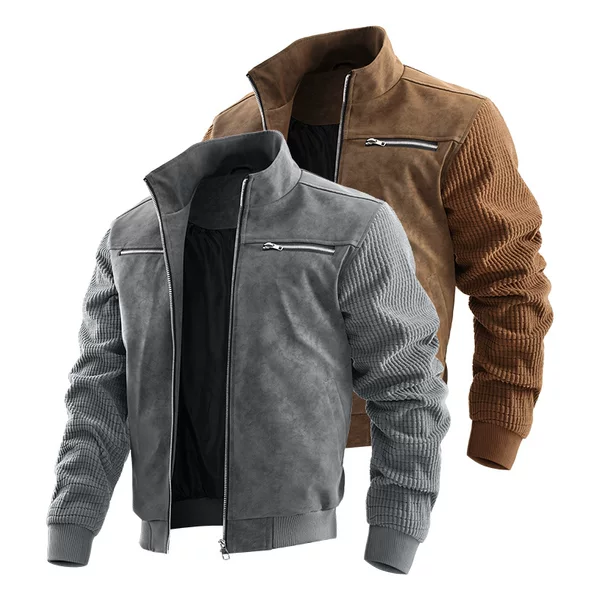 2026 Spring Cross-Border Amazon 3D Suede Workwear Versatile Slim Fit Jacket Casual Men's New Stand Collar Jacket