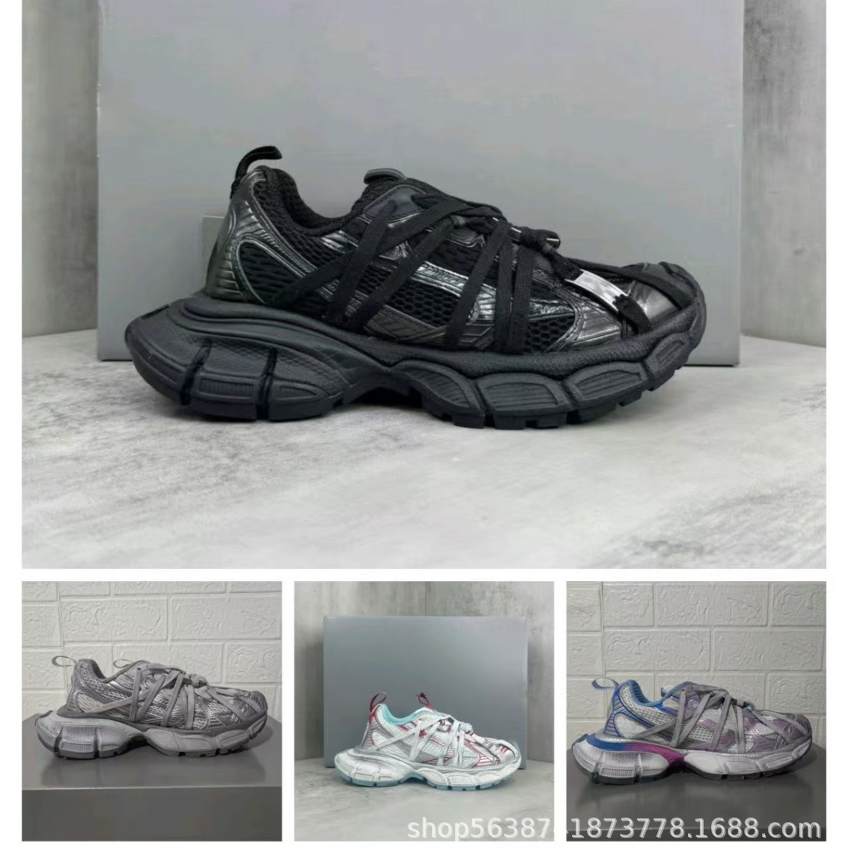 Paris Spider-Man Iron Buckle Dad Shoes New Upgraded Version Distressed 3XL Second Generation Lace-Up Unisex Thick-Soled Casual Shoes