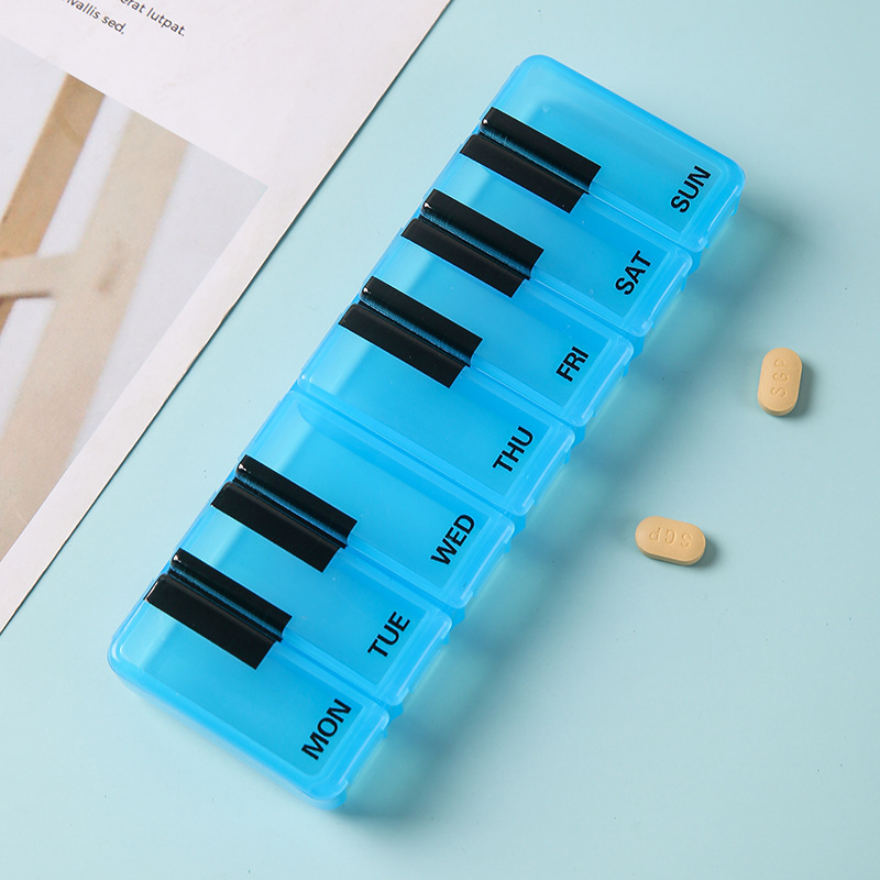 ポータブル薬箱、7日間のポータブル小型薬箱、1週間の薬収納ボックス、プラスチック製の薬箱、Amazonの新しいスタイル|undefined