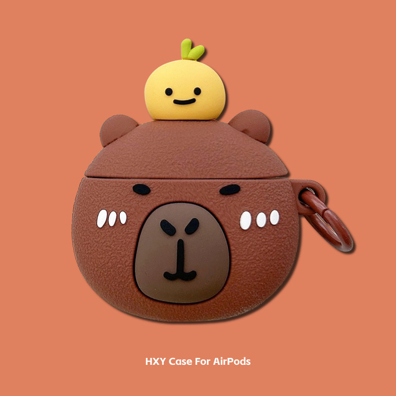 水豚適用蘋果airpods保護套pro2卡皮巴拉3二代三代無線藍牙耳機殼