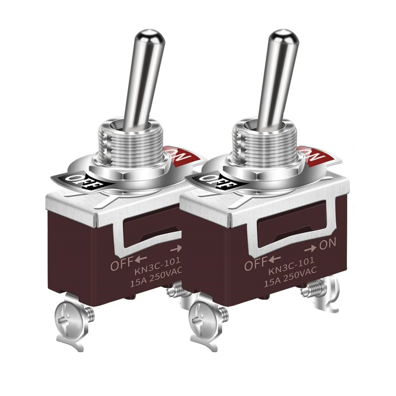 Средний тумблер 15A 250 В, кулисный переключатель, кулисный переключатель, 2-контактный кулисный переключатель, кулисный переключатель с ручкой