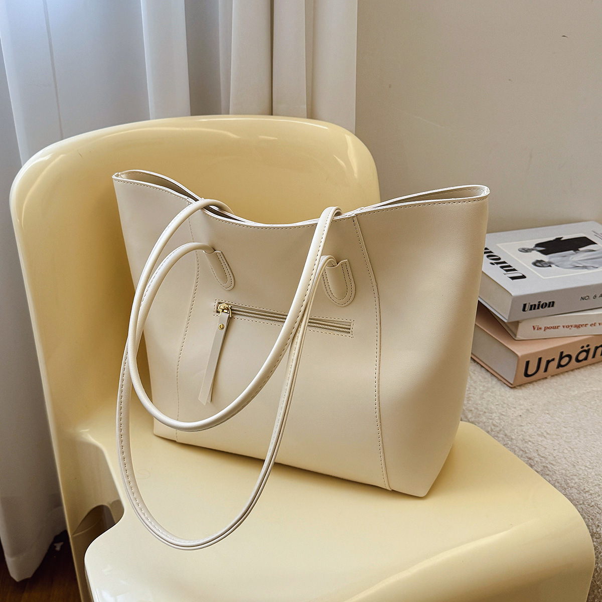 Women's Large Shoulder Tote Bag Simple Versatile Commuter Style_voghion.com