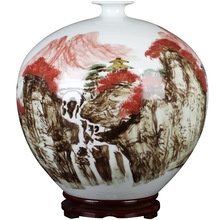 中国风陶瓷器釉中彩手工花瓶名家作品中号家居会所台面装饰品摆件