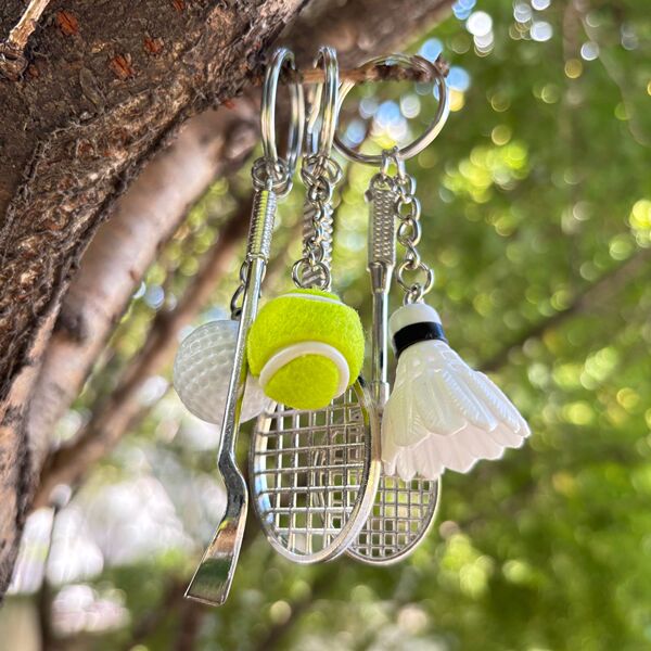 small tennis keychain for badminton for keys with zipper