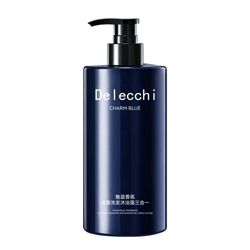 Shampoo de perfume azul 3 - en - 1 limpieza profunda, refrescante, control de aceite, fragancia duradera para hombres.