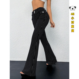 T 93996 Striped wide leg flare pants �l�y����ֱͲ����ѝ