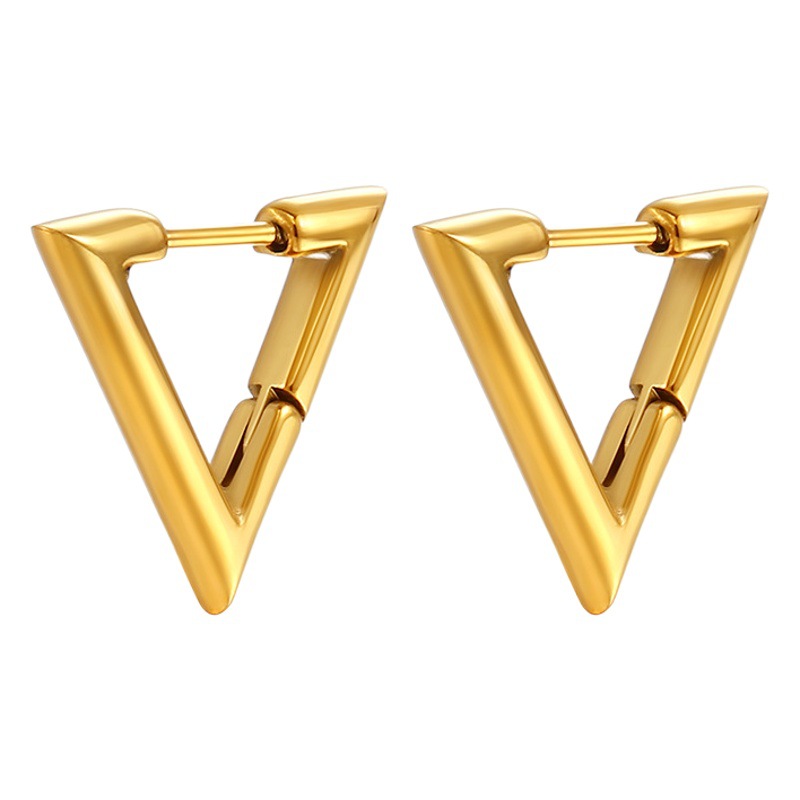Pendientes de forma especial de acero de titanio populares japoneses y coreanos accesorios ins elegante polígono geométrico versátil pendientes de acero inoxidable encantadores
